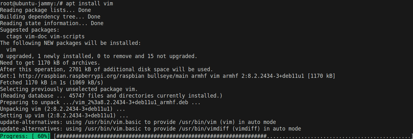 Installing `vim` on my "Raspberry Pi".
