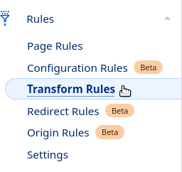 Navigate to the Transform Rules page.